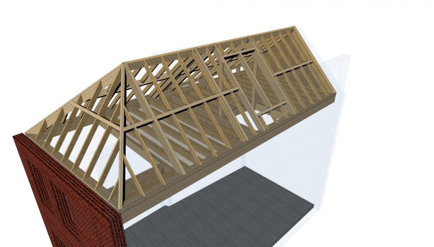Charpente moderne en plan 3D